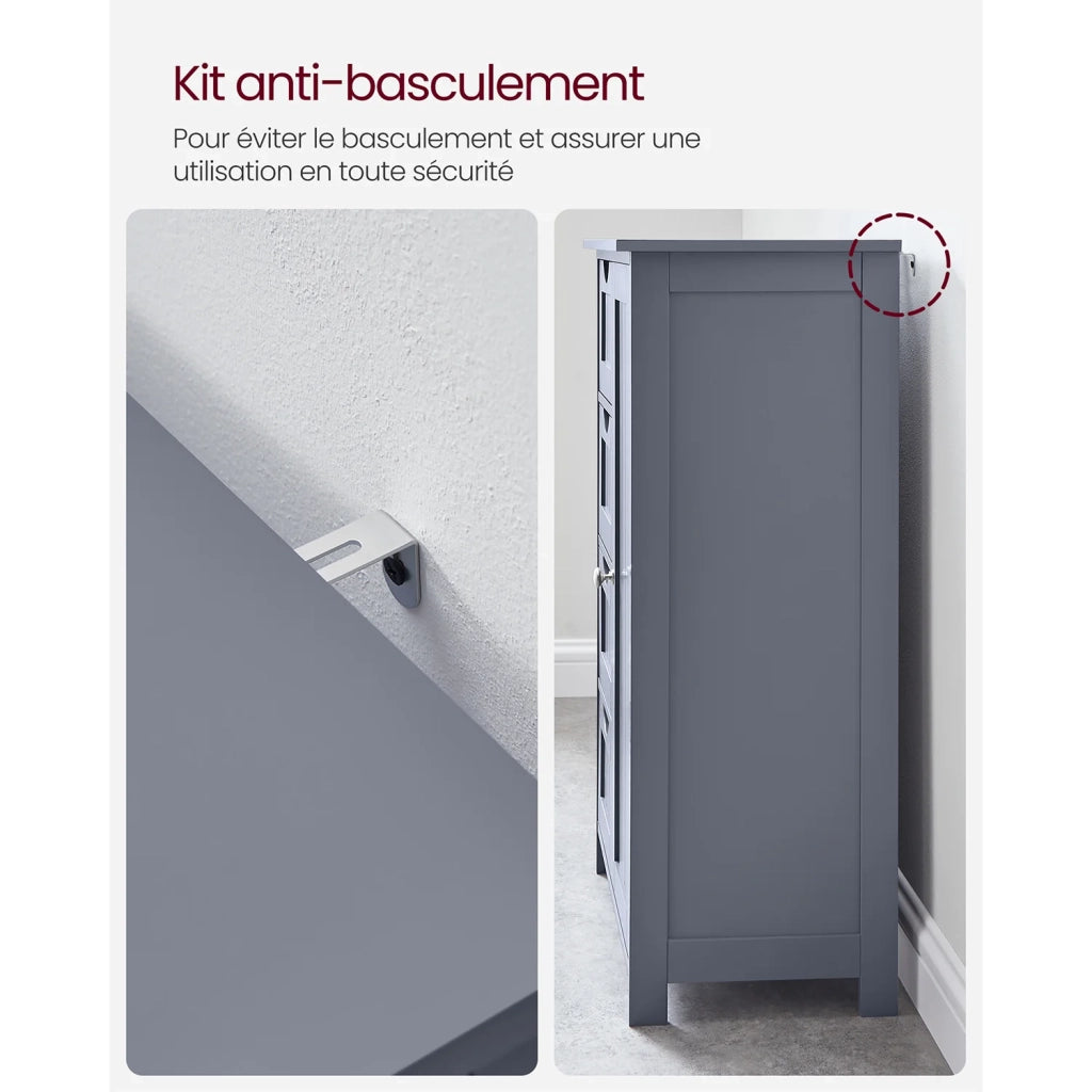 Mobiletto da bagno 30 x 55 x 82 cm mobile contenitore indipendente con 4 cassetti anta singola ripiano regolabile per soggiorno cucina e corridoio bianco 12_0006498