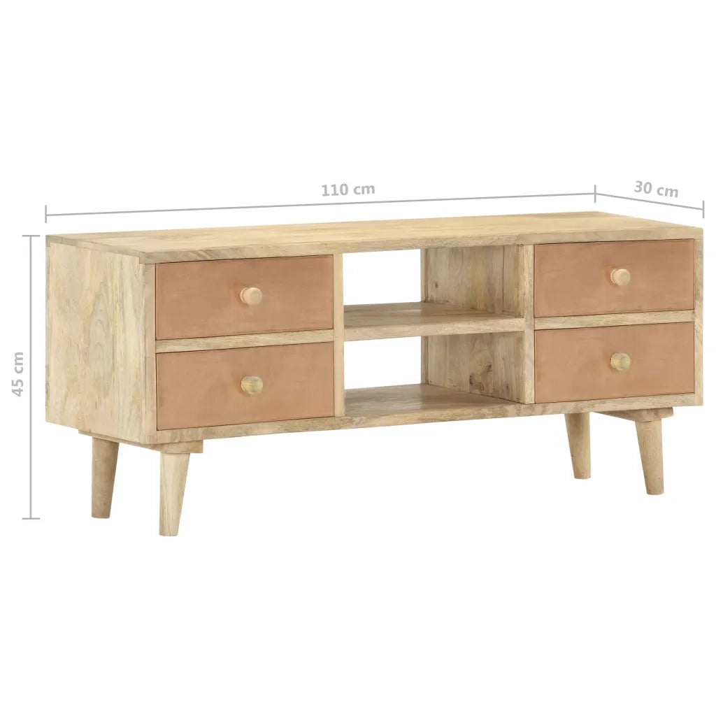 Mobile Porta TV 110x30x45 cm in Legno Massello di Mango 287874