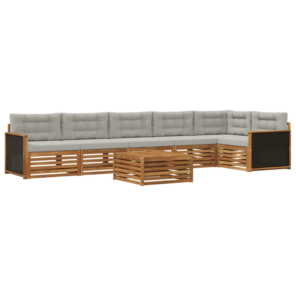 Set di divani da esterno 7 pz Naturale e Grigio Chiaro 3383434