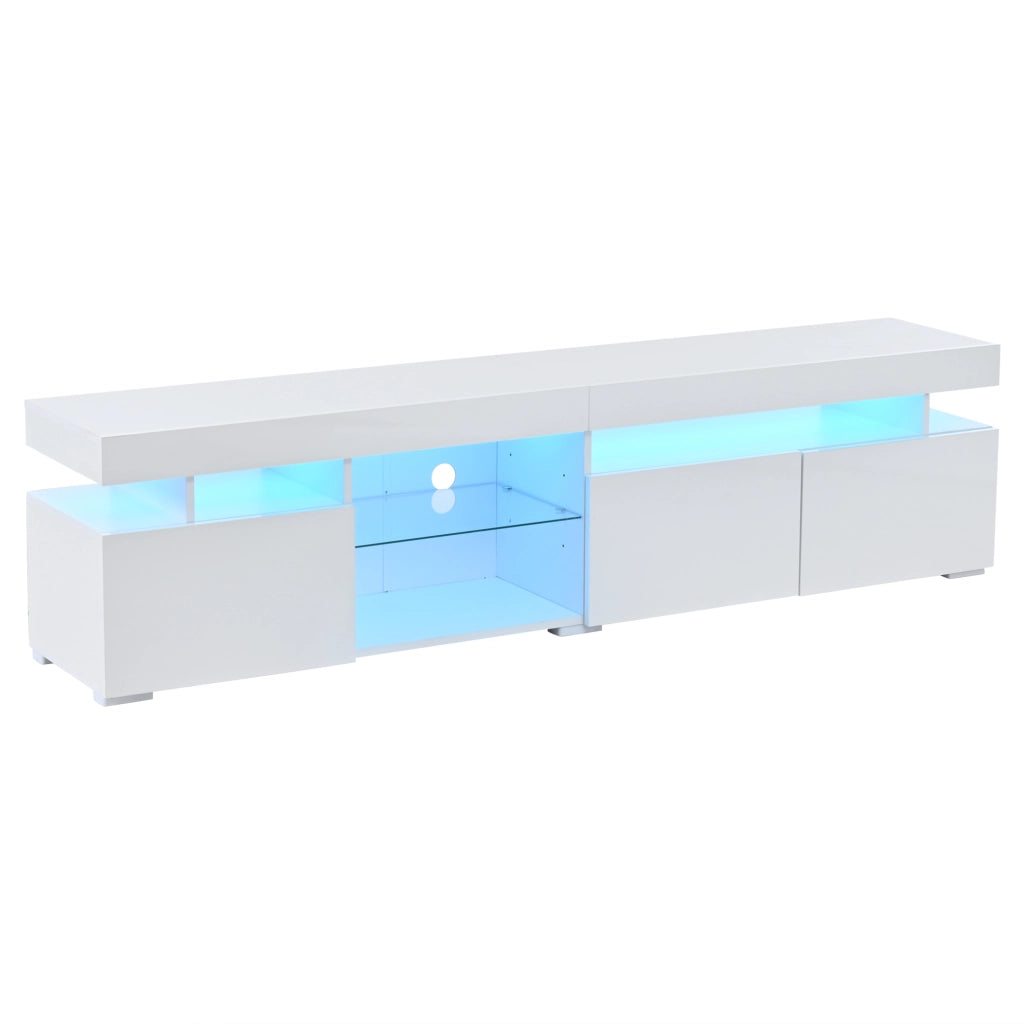 Mobile TV Lowboard Bianco ¨C MINIMAL ¨C 3 Ante, Ripiani in Vetro, 180x35x45 cm