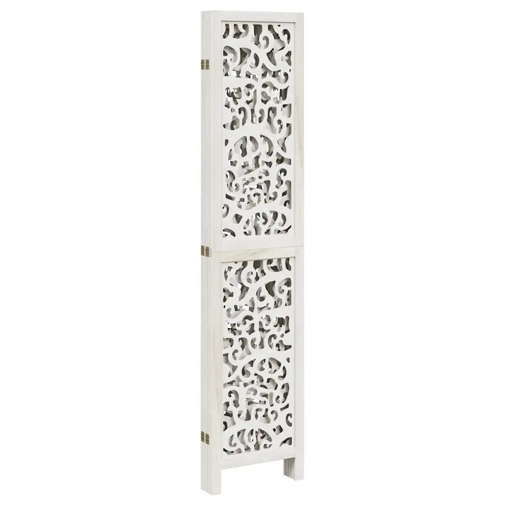 Divisorio Ambienti 5Pannelli Bianco Legno Massello di Paulownia 358742