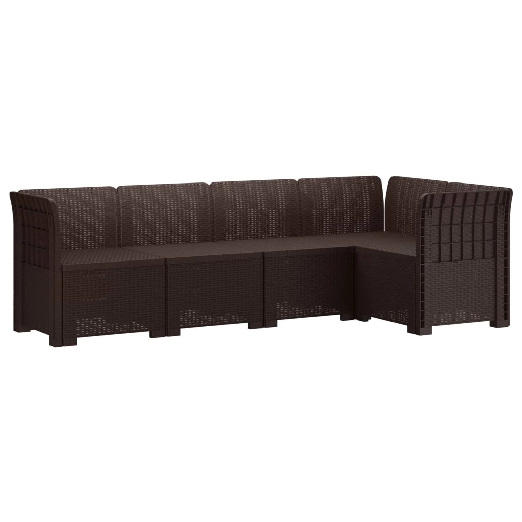 Divano da Giardino 5 Posti Stile Rattan PP Marrone 3444031