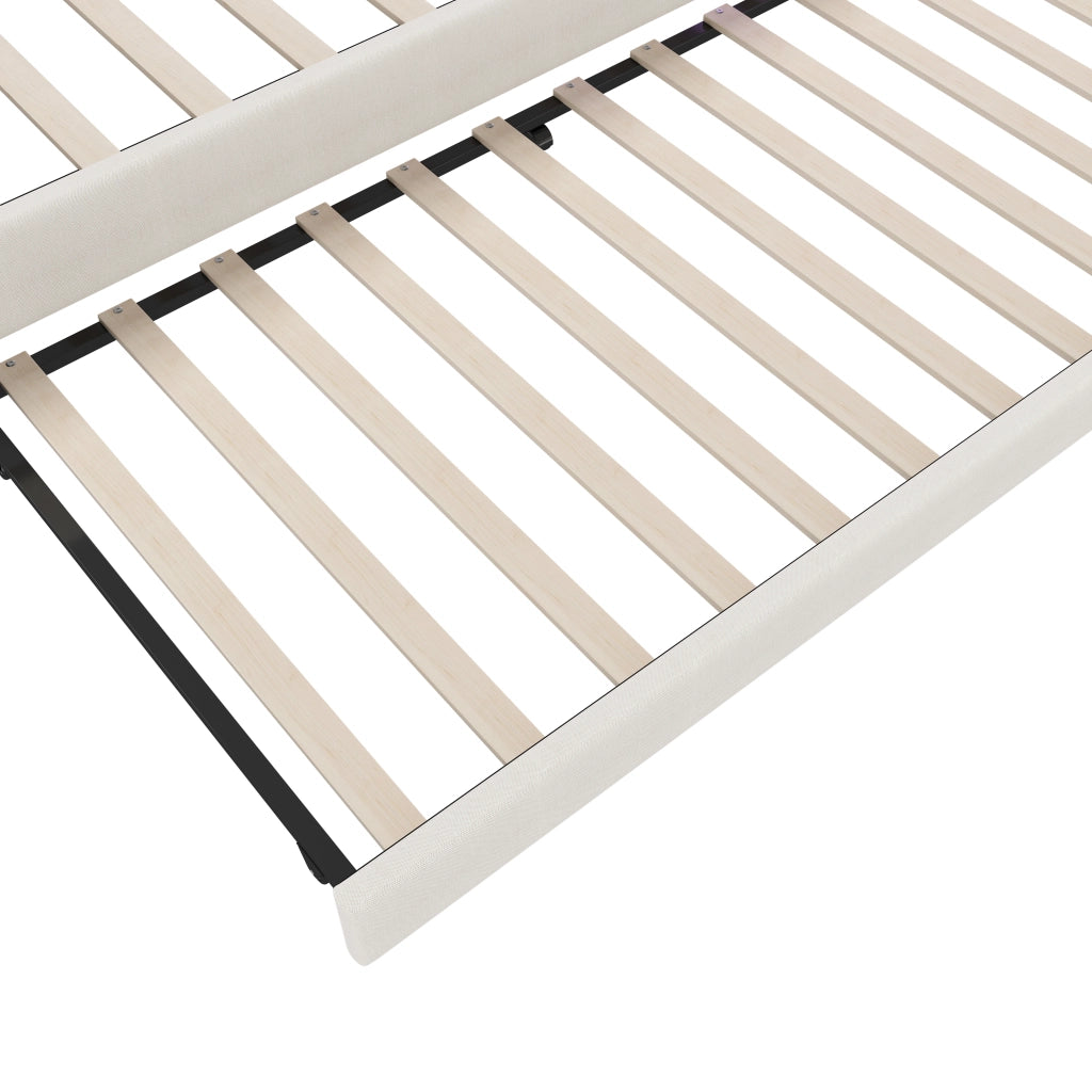LETTO Estraibile 140x200 cm Beige in Lino con USB Tipo C e LED