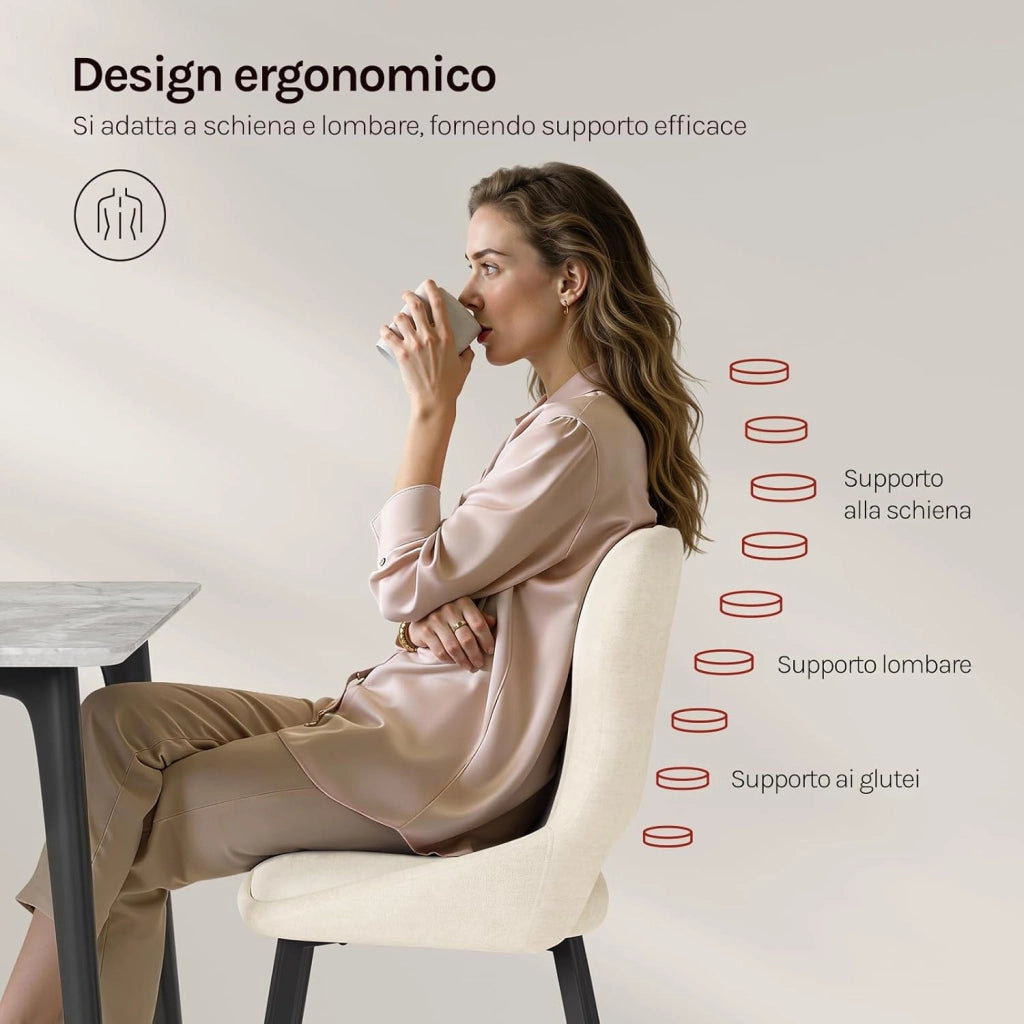 Set di 6 Sedia da Pranzo, Sedia Cucina con Schienale Curvo, Struttura Metallica, Rivestimento in Chenille, per Sala da Pranzo, Soggiorno, Cucina,Portata 150 kg, Beige