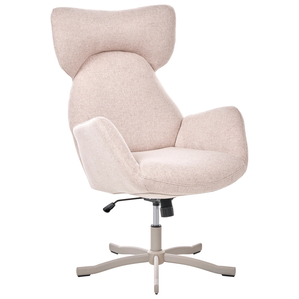 Poltrona girevole in tessuto beige con base girevole e schienale alto poltrona ergonomica