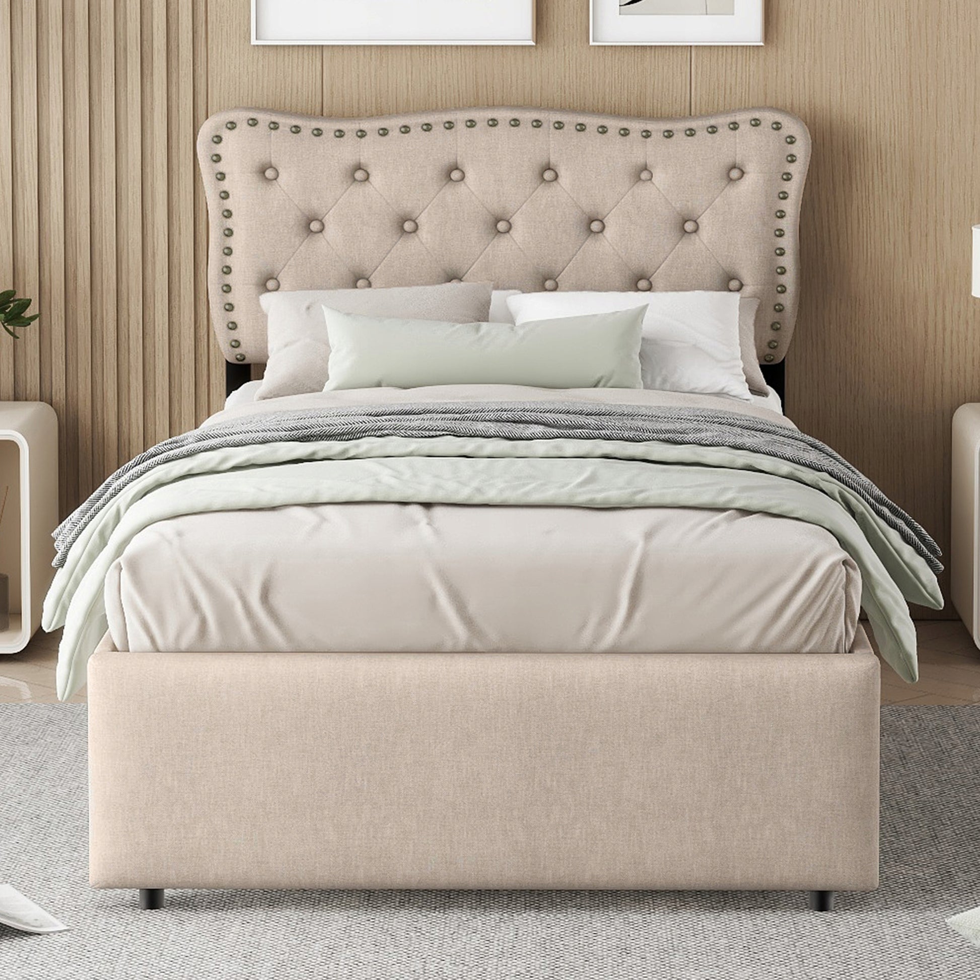 Letto 90x200 - Xylo - Ciemnobe?owe con 2 cassetti e tavolino