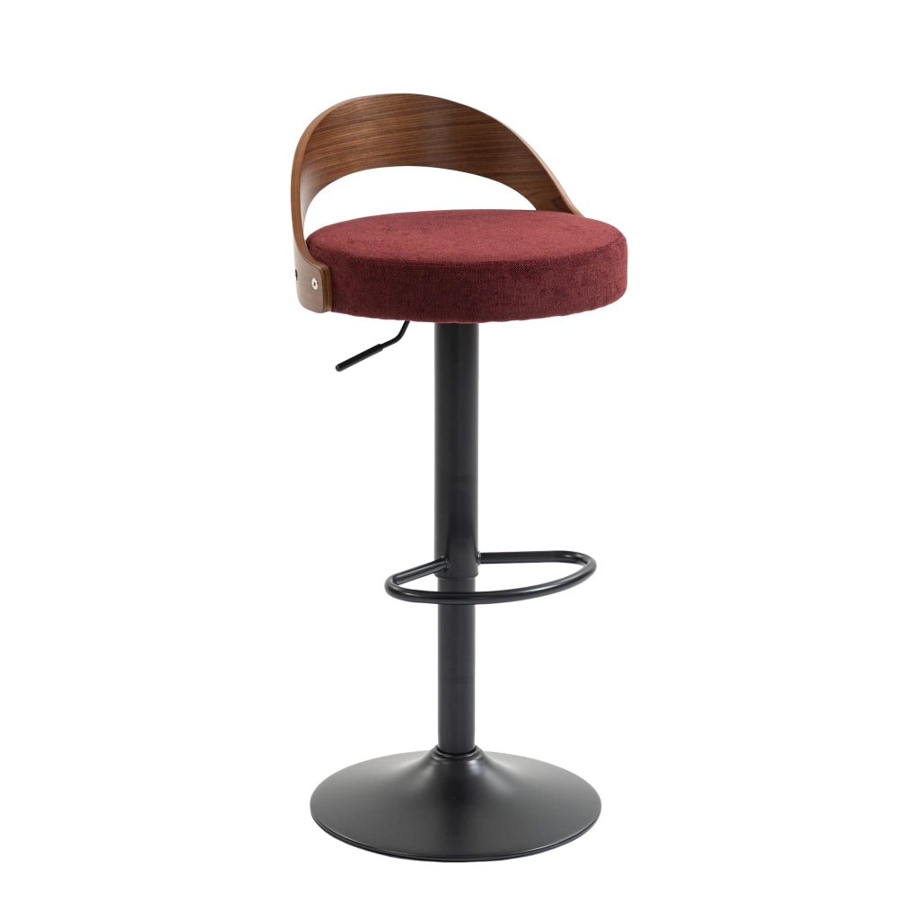 Sgabello da Bar Girevole con Schienale ¨C MINIMAL ¨C Noce Nero, Seduta in PU, Altezza Regolabile