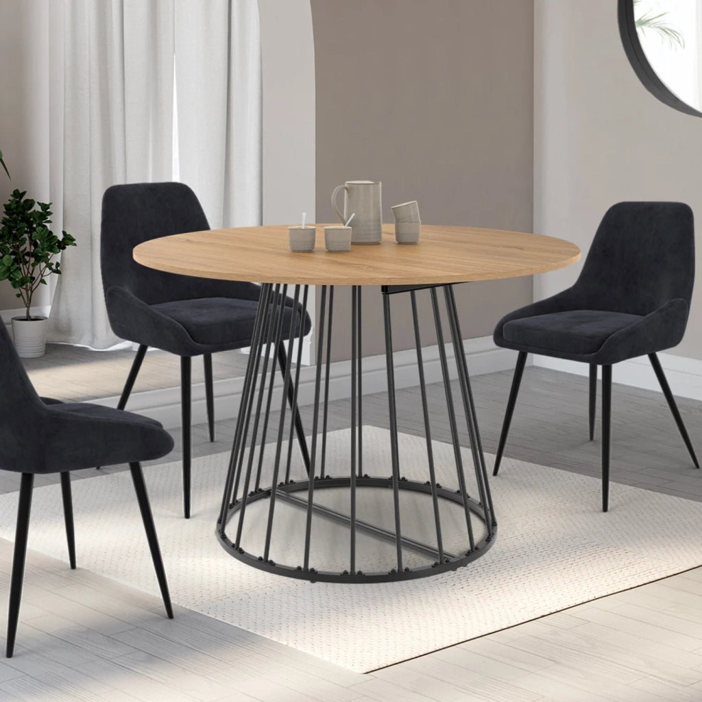 IDMarket - YUNA tavolo da pranzo rotondo allungabile 4-10 persone legno e nero 110 - 200 cm