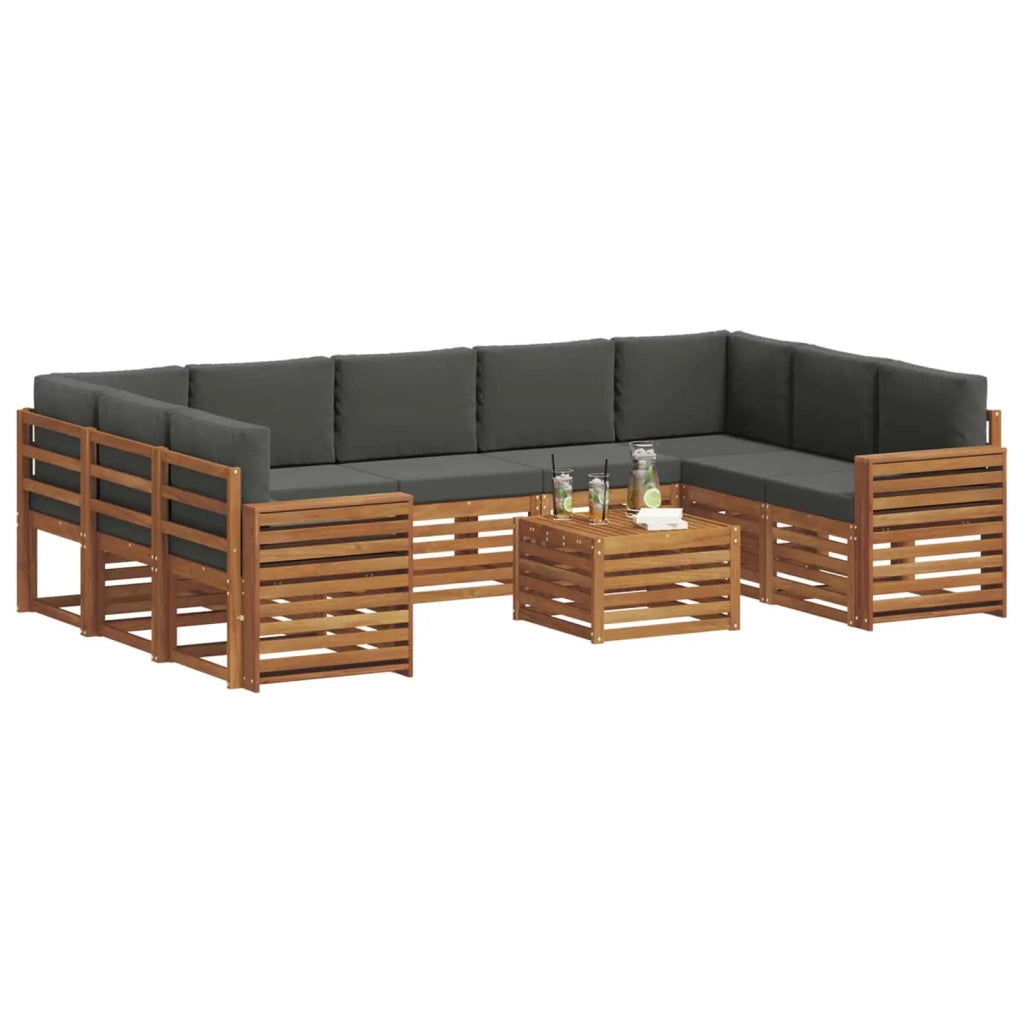 Set divani 10 pcs Naturale e Antracite Legno di Acacia Massello 3375527
