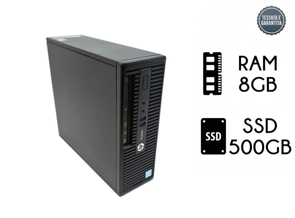 PC Desktop HP ProDesk 400 G3  Processore Intel Core I5 6500 Ram 8GB SSD 500GB Win 11 Pro Small Form Factor Postazione da Lavoro Ufficio - Ricondizionato