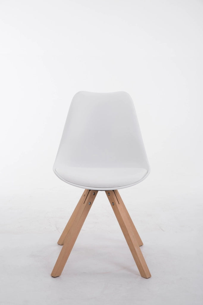 Sedia Toulouse in similpelle gambe quadrate bianco,natura