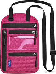 Borse da donna e uomo, con protezione RFID, portafoglio impermeabile, borsa di sicurezza con cinturino regolabile per contanti, carte, chiavi e passaporto, rosa