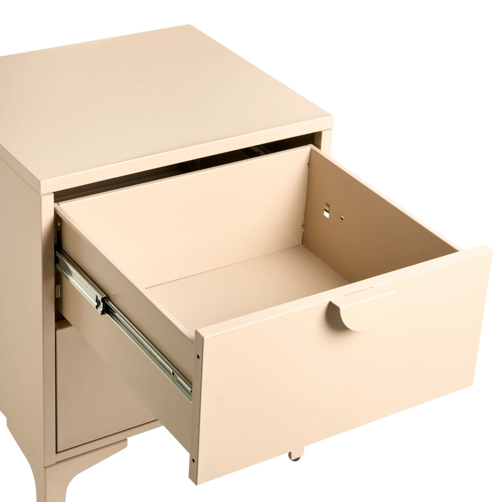 Comodino in acciaio beige chiaro mobile contenitore per l'ufficio domestico con 2 cassetti design industriale mobile contenitore