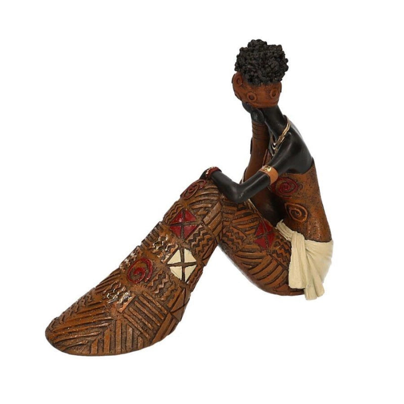 Statua resina donna africana cm 19x9,5h16