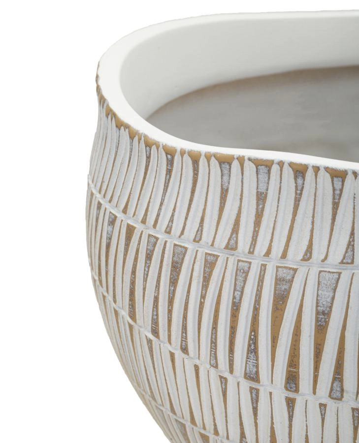 Cachepot Resina Stiky Ø26x20,5 cm in Resina Oro e Bianco