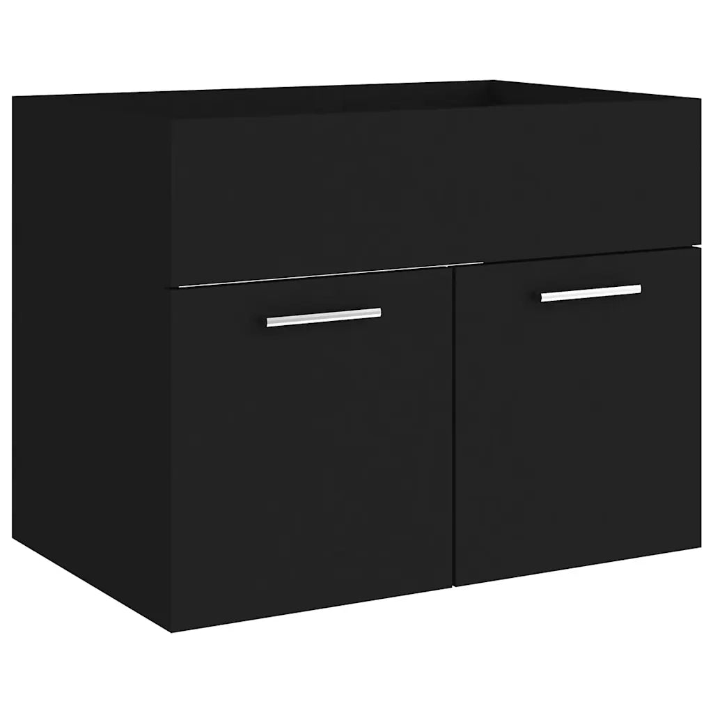 Set Mobili da Bagno 2 pz Nero in Legno Multistrato 804783