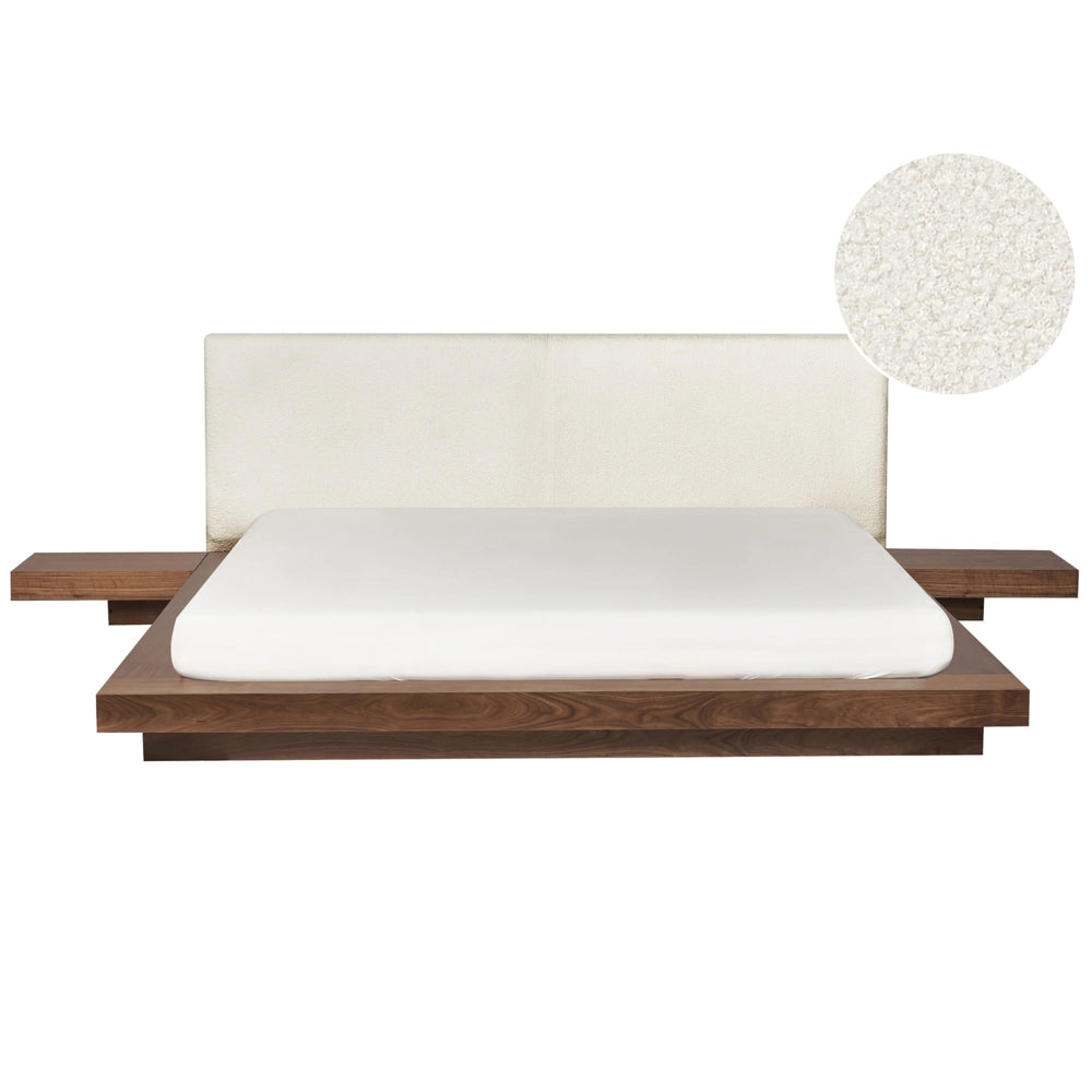 Letto stile Giapponese moderno 180 x 200 cm Comodini Laterali Marrone Testiera Boucle