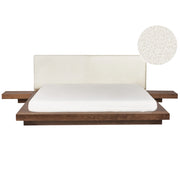 Letto stile Giapponese moderno 180 x 200 cm Comodini Laterali Marrone Testiera Boucle