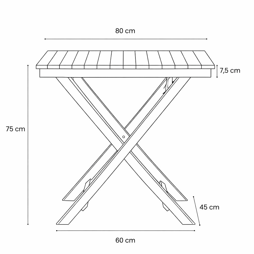 Tavolo Pieghevole 80×80 cm in Teak per Esterno – Burraco
