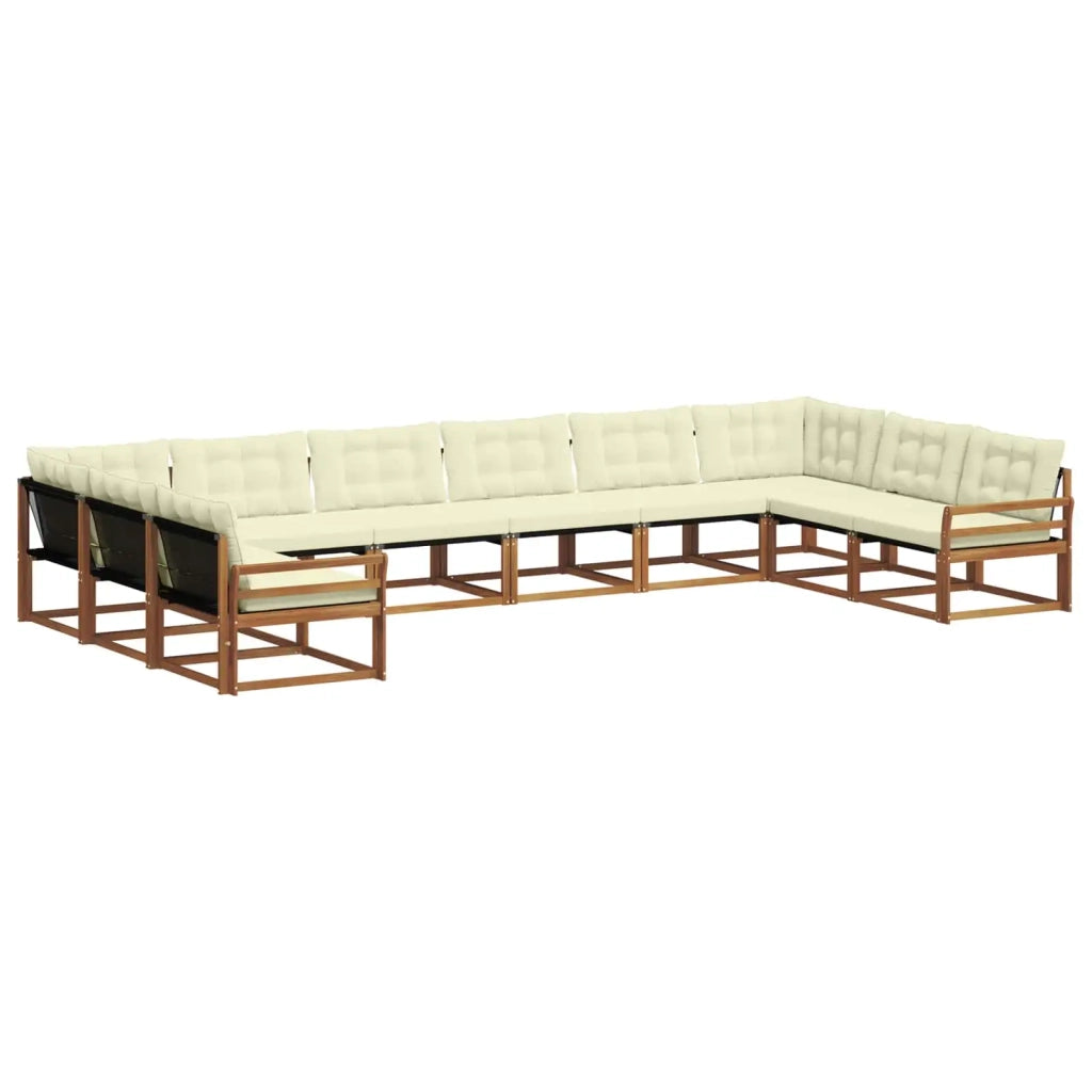 Set di divani da esterno con cuscino 10 pcs Naturale e Crema