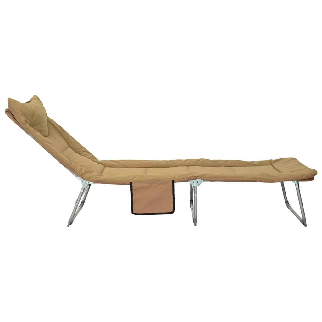 Lettino prendisole pieghevole con cuscino Beige 42032383