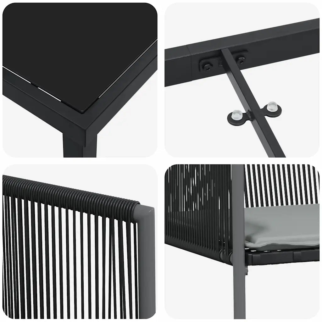 Set da Pranzo per Giardino 5 pcs Nero Rattan in PE 3379109