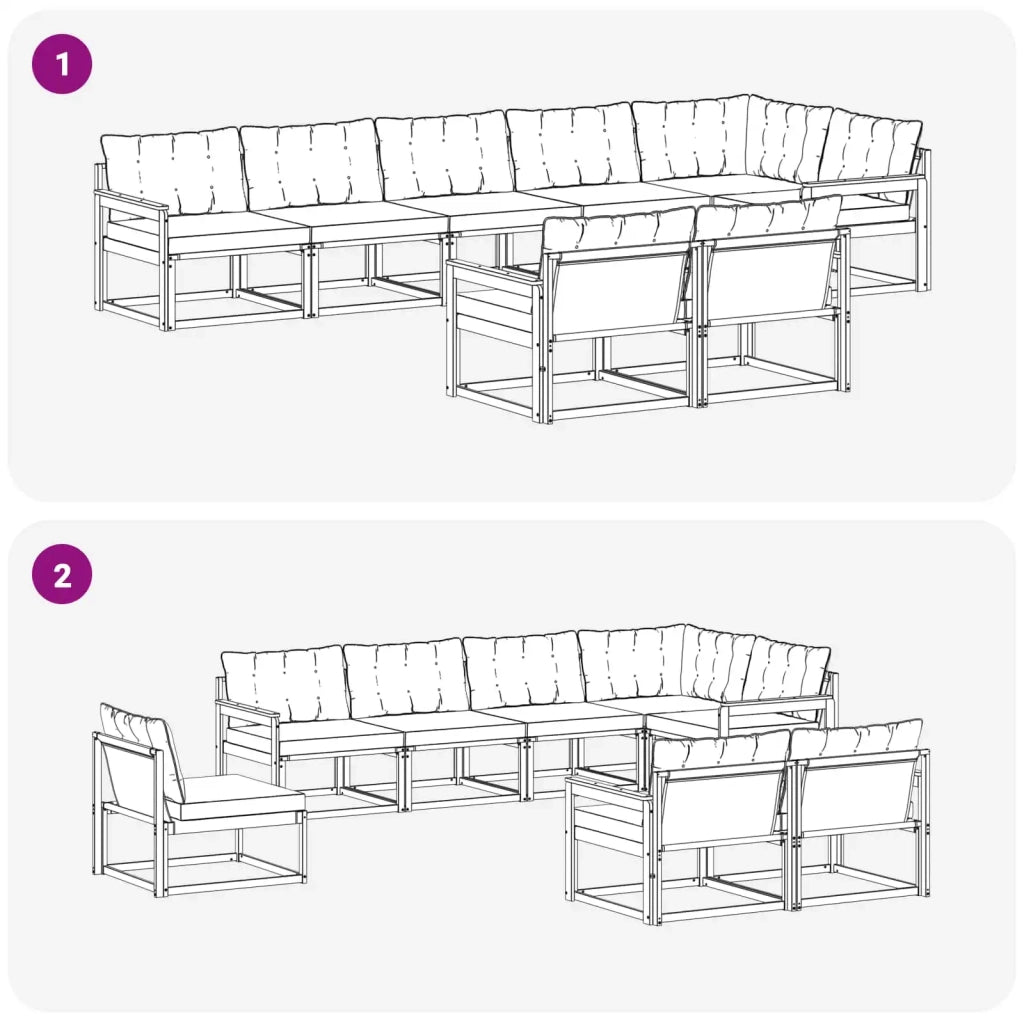 Set di divani da esterno 8 pz Bianco e Nero 3388798