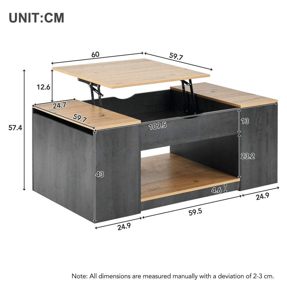 Tavolino da Caff¨¨ con Funzione Sollevabile ¨C MINIMAL ¨C Grigio, Design Moderno, 109.5 cm