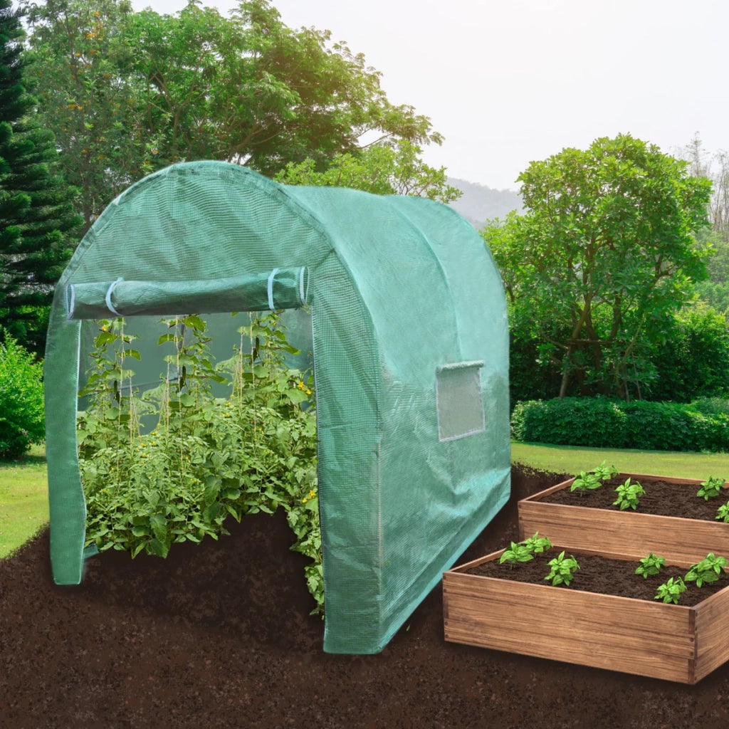 Serra da Giardino a Tunnel da Esterno in Polietilene Resistente alla Corrosione e Raggi UV Telaio in Ferro Galvanizzato per Piante Giardinaggio - 19mm - 3m x 2m