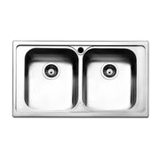 LAVELLO IN ACCIAIO INOX CON DOPPIA VASCA 86X50 CM