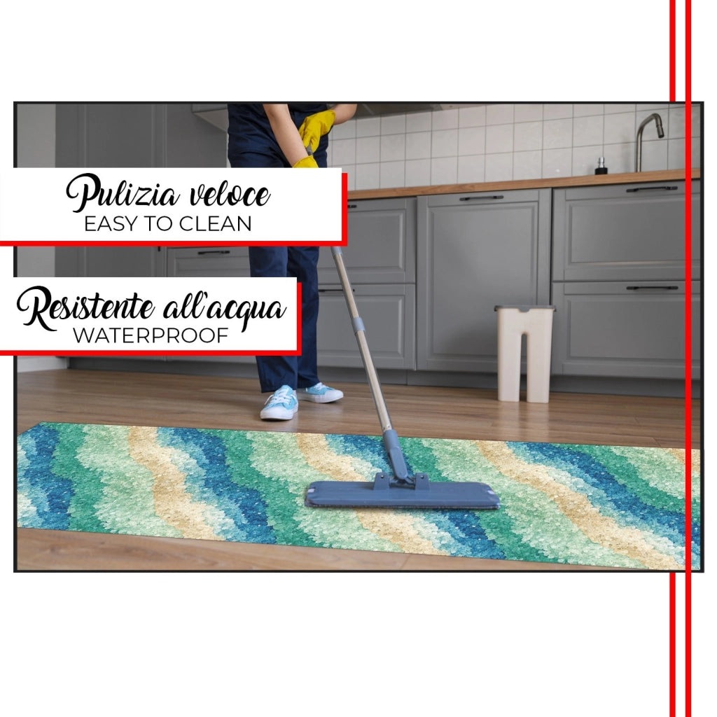 Tappeto Cucina Pvc 51x360 cm Morbido Passatoia Antimacchia Gomma Antiscivolo Flessibile Sfumature