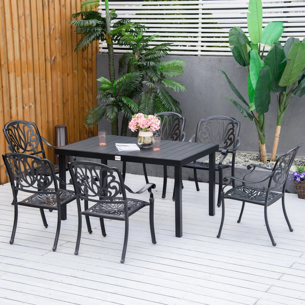 Tavolo da Giardino Rettangolare 6 Posti ¨C zephmum ¨C Grigio Scuro 140x90x74 cm