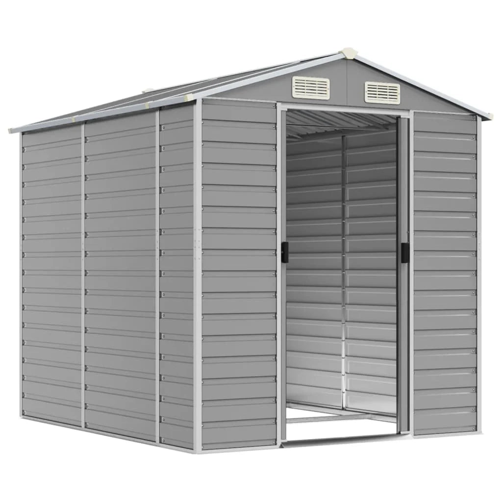 Casetta da giardino cabina ripostiglio casetta da esterno robusta casetta per attrezzi colore chiaro 191 x 215 x 198 cm acciaio zincato grigio 02_0022242
