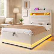 DESMIU Letto contenitore 90 × 200 cm 1 posto con USB, Tipo C, LED regolabile e vano idraulico, senza materasso