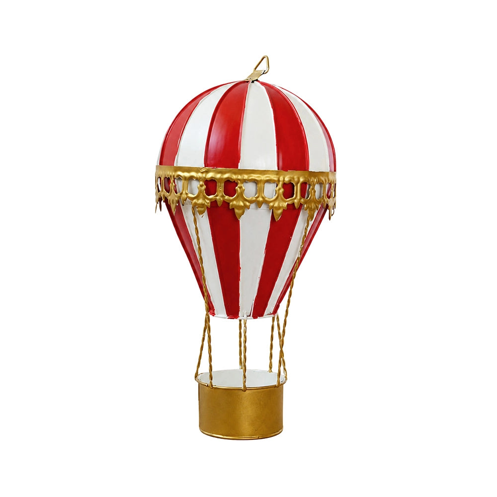 Mongolfiera Decorativa h 20 cm Metallo Rossa e Dorata da Appendere o Appoggiare