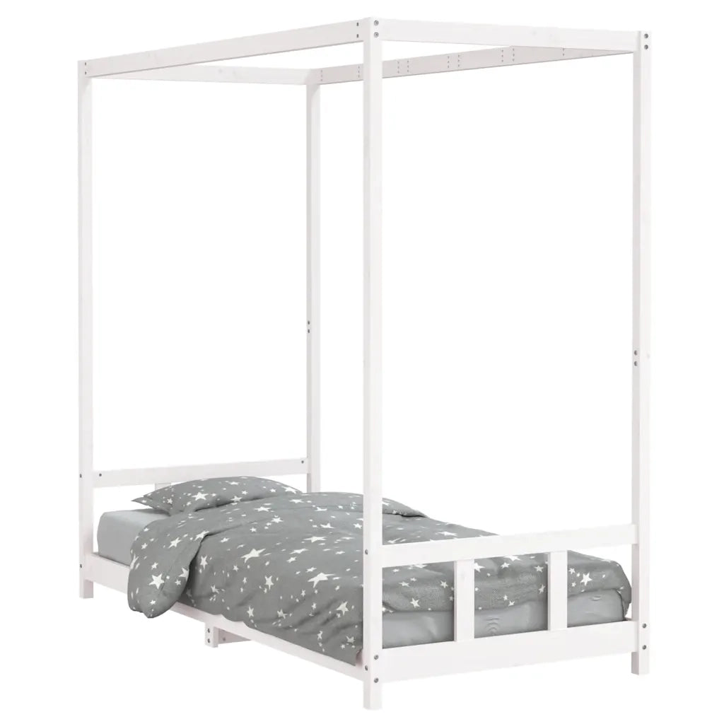 Giroletto per Bambini | Letto Infantile | Lettino Bianco 90x200cm in Legno Massello di Pino