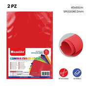 Trade Shop - 12pz Fogli In Gomma Eva Colore Rosso Materiale Alta Qualità 40x60 Cm Spessore 2mm -