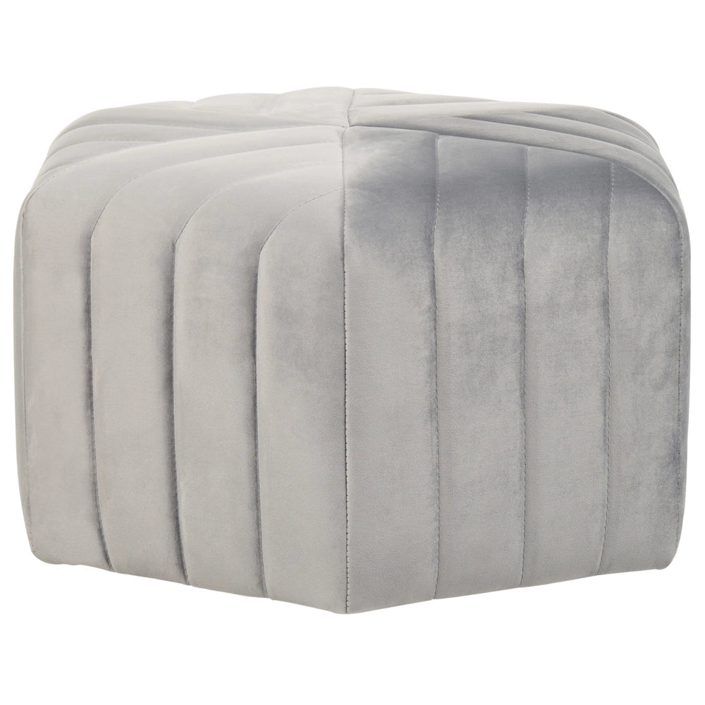 Pouf Velluto Grigio 29 x 53 x 48 cm Poggiapiedi Esagonale Imbottito Glamour