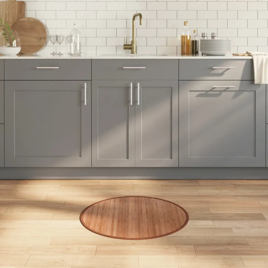Tappeto Rotondo Naturale 60 cm in Bambù 376973