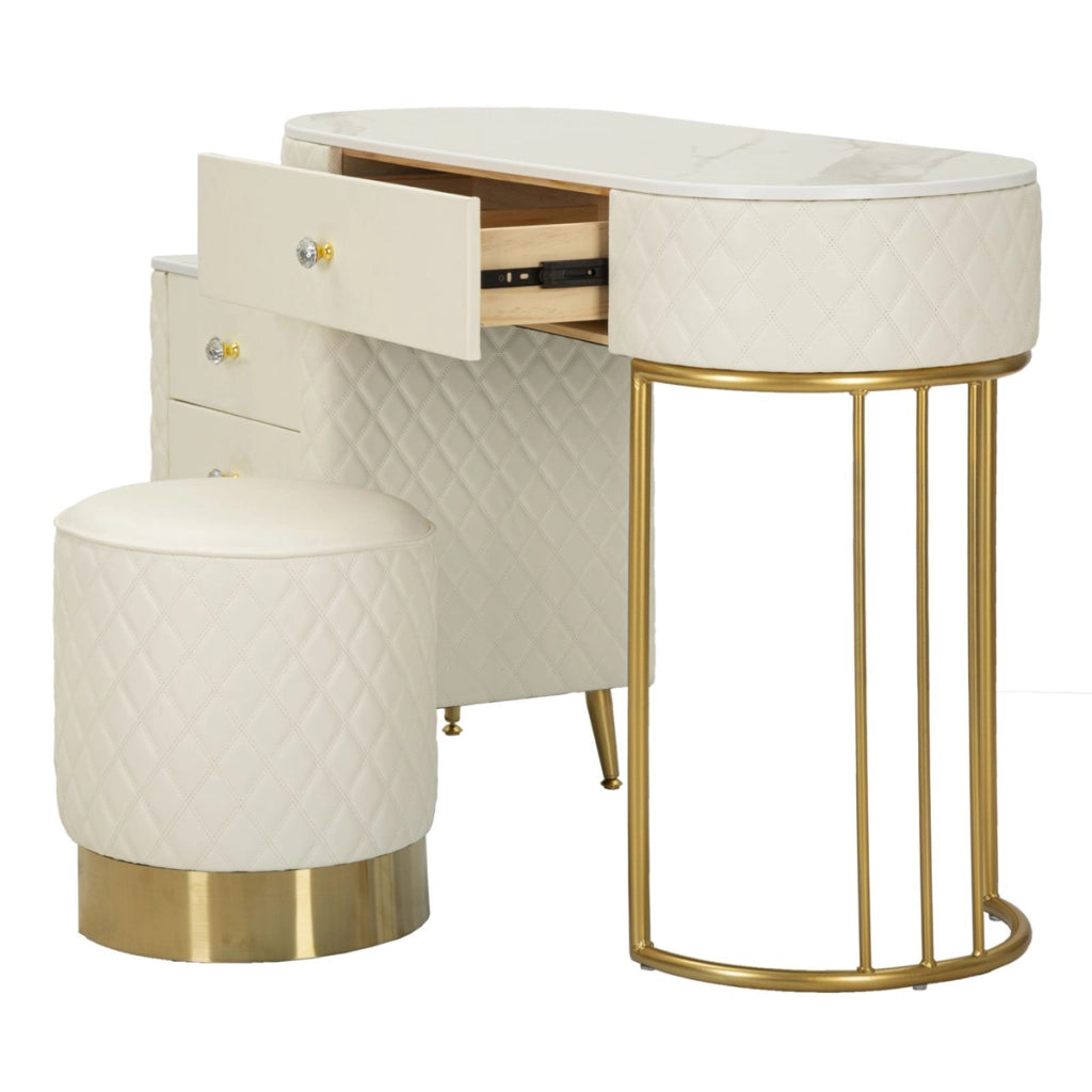 Consolle Trucco VKH21, Bianco, Legno, 120x40x75 cm