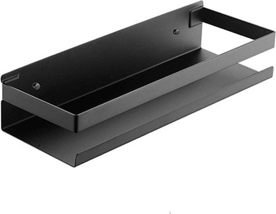 Cestino per doccia - Scaffale per bagno - Scaffale per doccia - Scaffale per shampoo - Scaffale per bagno - Cestino rettangolare per doccia - Organizzatore per bagno - Acciaio inossidabile (Nero, 20 cm)