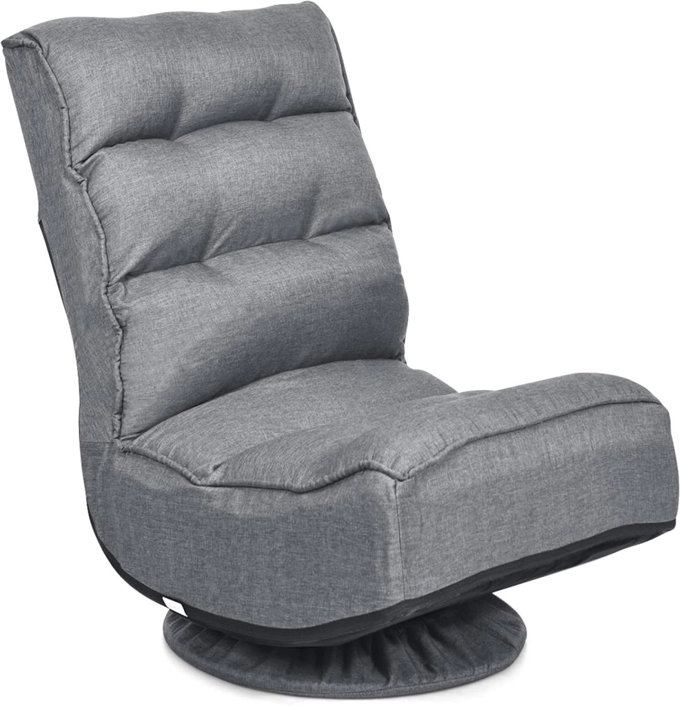 Poltrona Relax da Terra Pieghevole Reclinabile Girevole, Poltrone da Divano per Studio Salotto, con Schienale, Ottima per Rilassarti (Nero)