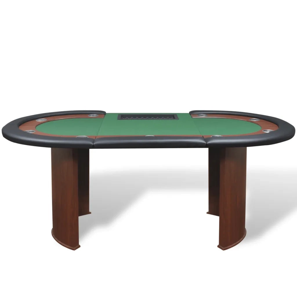 Tavolo Poker 10 Giocatori Postazione Dealer Vassoio Chip Verde 80133