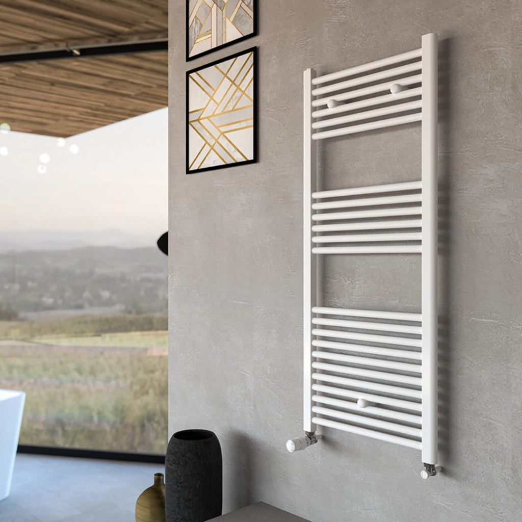 Termoarredo bianco per bagno in acciaio calorifero termosifone scaldasalviette *** misure h1500xl600xi550 30 tubi, pe...