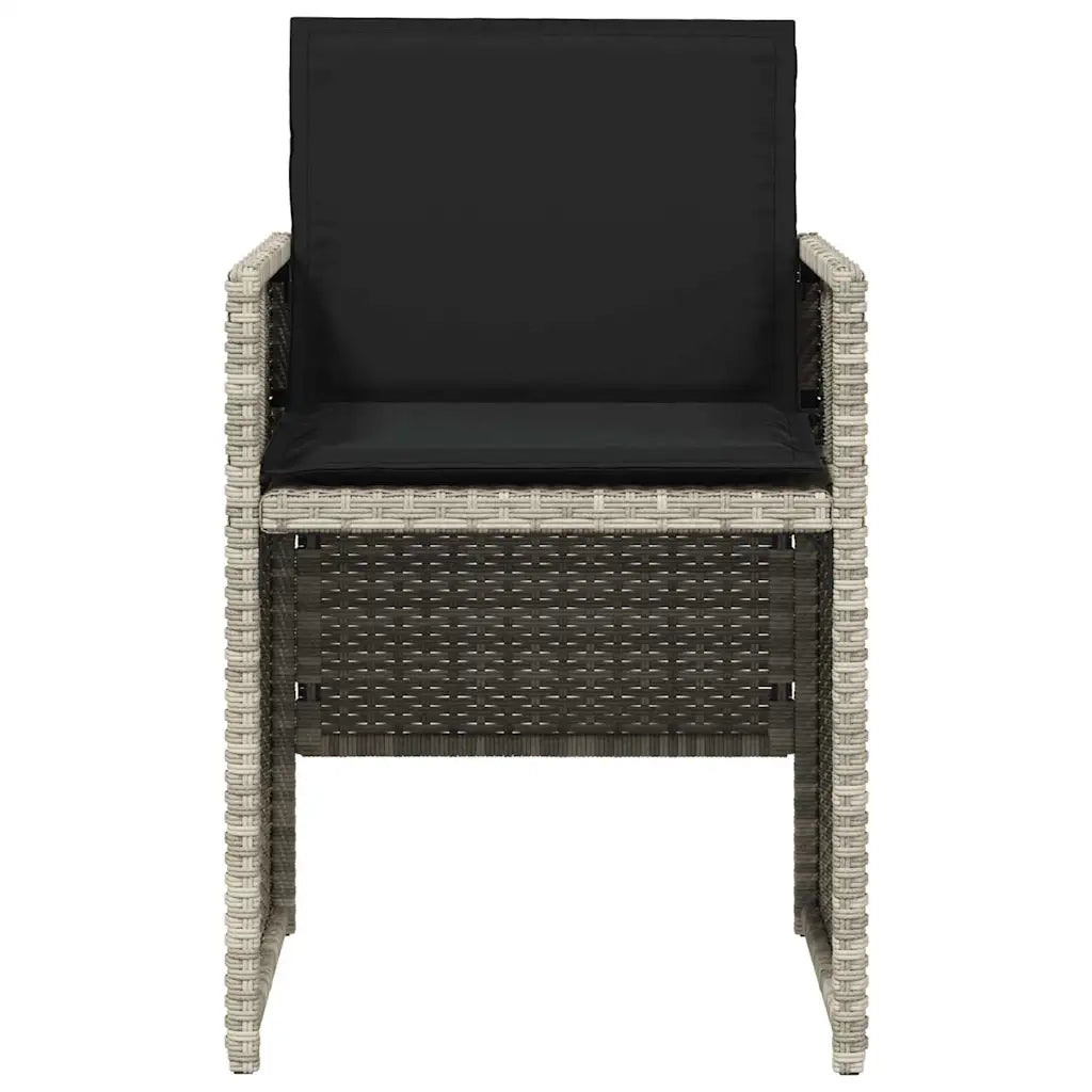 Set Pranzo da Giardino 5pz con Cuscini Grigio Chiaro Polyrattan