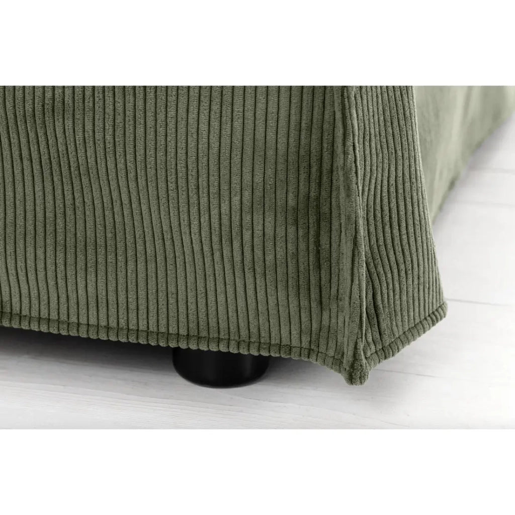 Divano dritto KALIA – Tessuto costolato verde scuro – 3 posti – Stile contemporaneo
