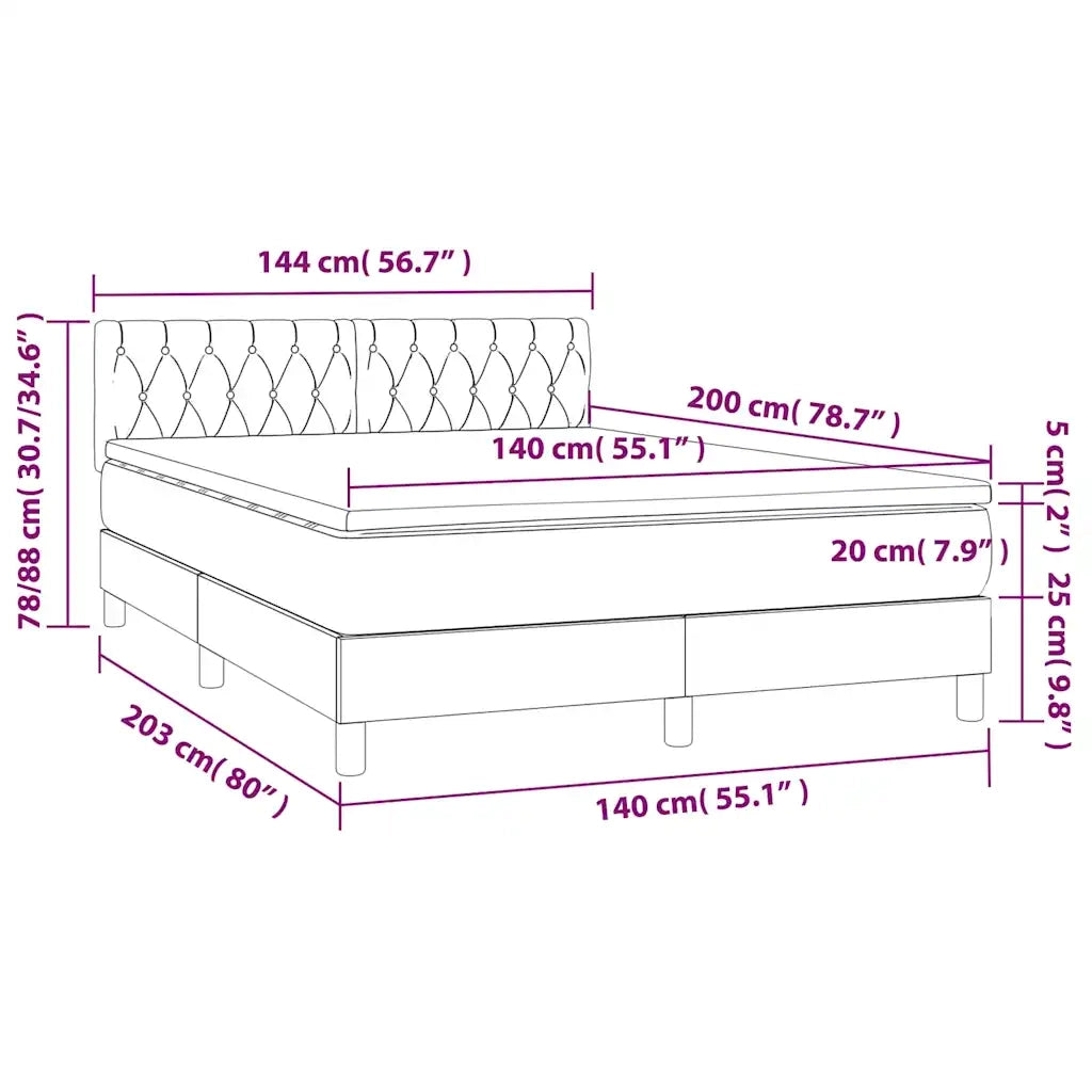 Giroletto a Molle con Materasso Verde Scuro 140x200 cm Velluto 3141488