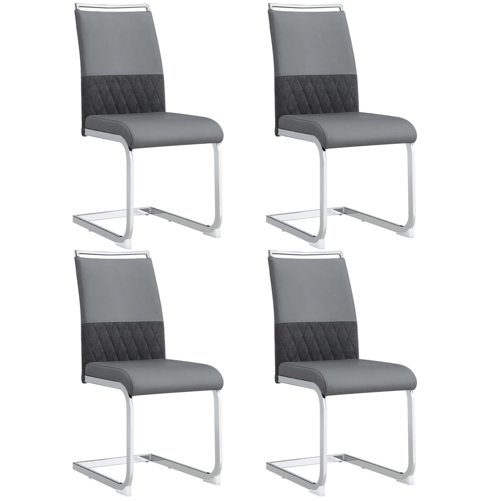 Sedie da Pranzo Set 4 Pezzi, Schienale Alto Imbottito in Similpelle e Tessuto ¨C Xylo ¨C Grigio