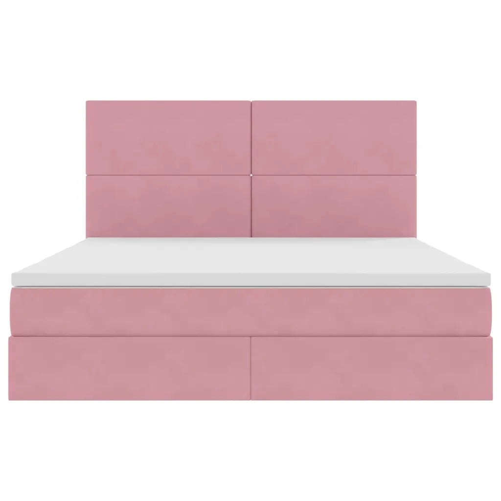 Letto con contenitore e materasso Rosa 160 x 200 cm Velluto