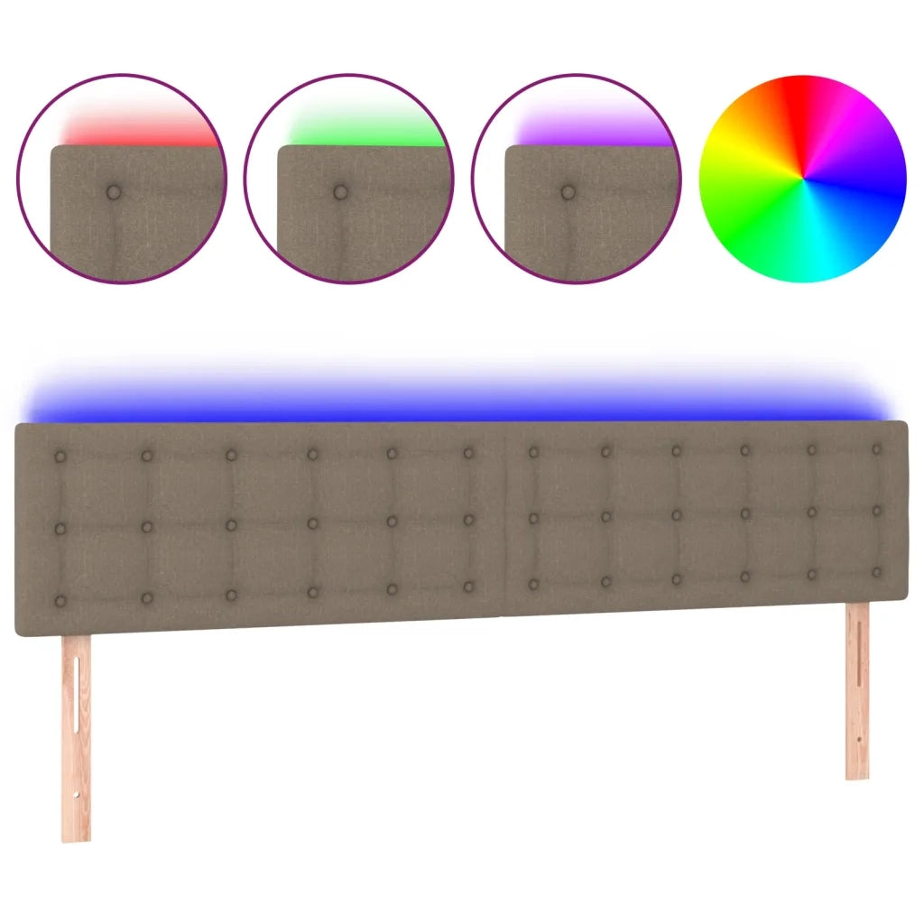 Testiera a LED-Testata con LED Tortora 180x5x78/88 cm in Tessuto 622660